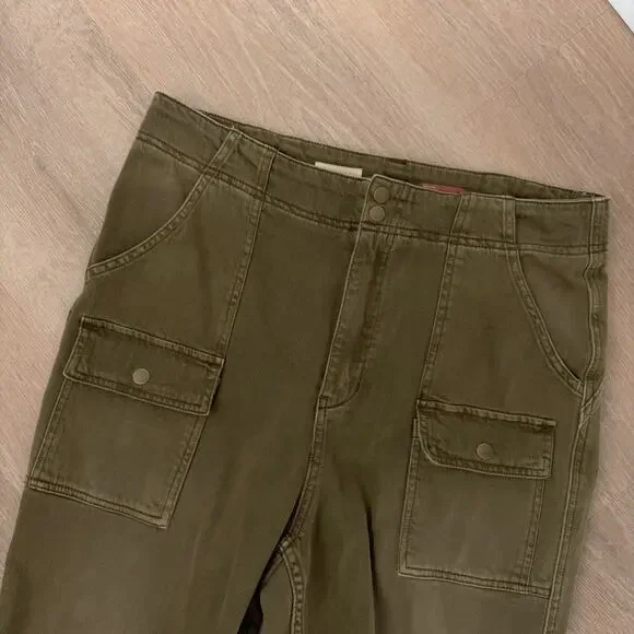Anthropologie Pilcro Cargo Pants Olive Green Raw Hem Size 32 - Picture 2 of 7